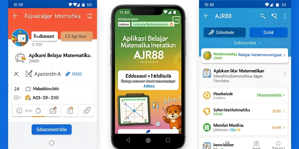Tampilan antarmuka interaktif aplikasi Belajar Matematika AJR88.