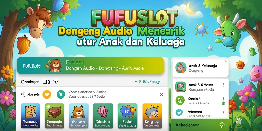 Antarmuka FUFUSLOT yang menarik dengan koleksi Dongeng Audio.