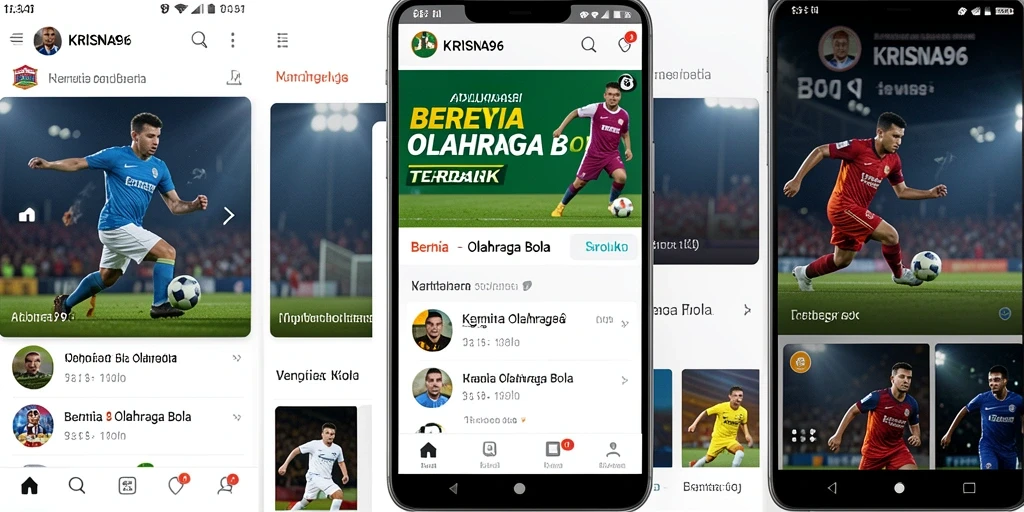 Antarmuka utama KRISNA96 menampilan berita olahraga bola terkini.