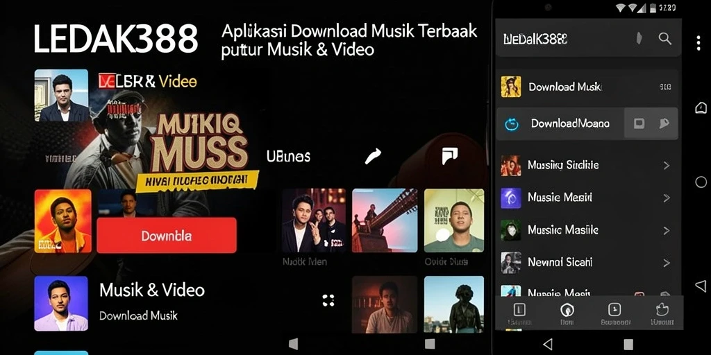 Tampilan antarmuka LEDAK388 saat mengunduh musik dengan mudah.