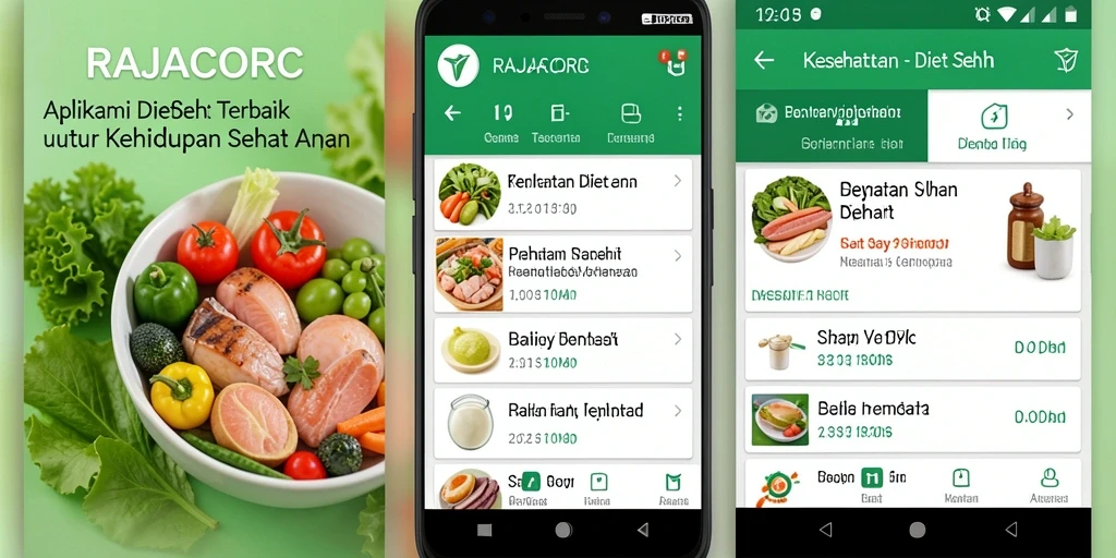 Antarmuka pengguna RAJACORC untuk diet sehat dan manajemen makanan.