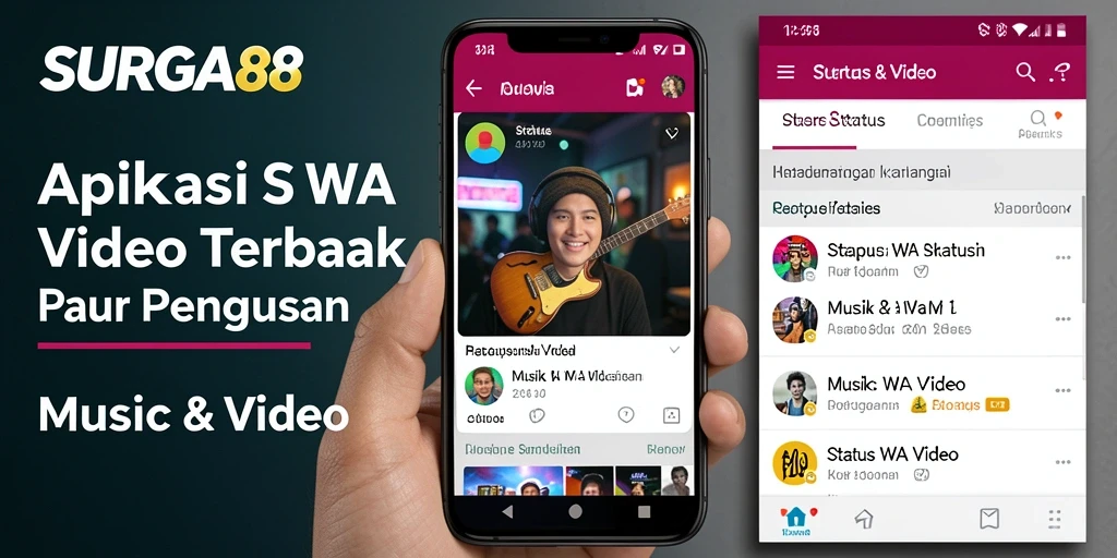 Tampilan antarmuka SURGA88 menampilkan berbagai pilihan video status yang menarik.