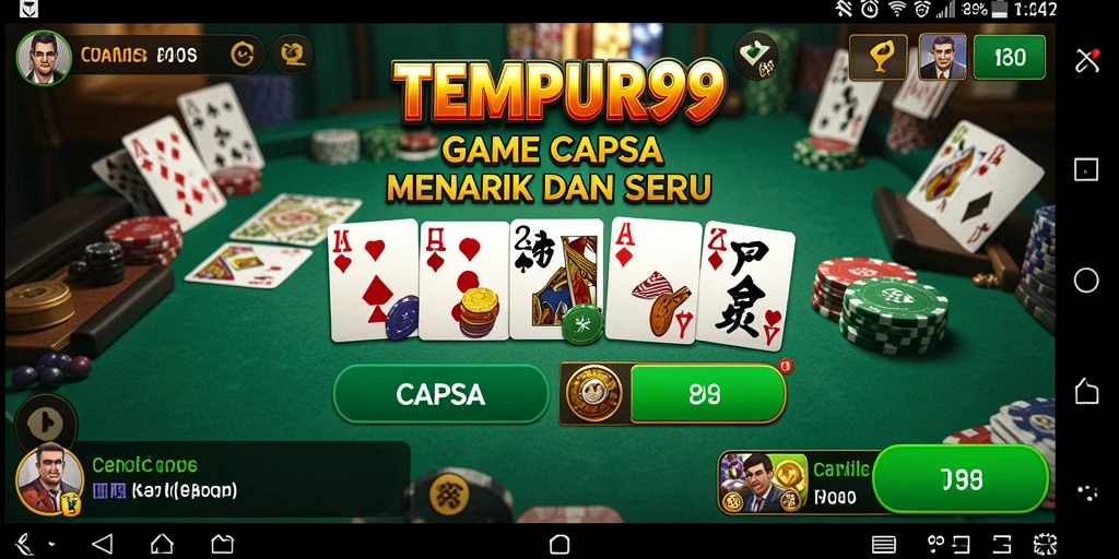 Tampilan antarmuka menarik dari game Capsa TEMPUR99.
