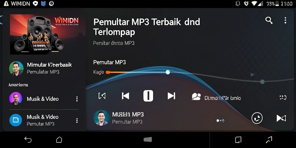 Tampilan antarmuka utama WINIDN dengan fitur Pemutar MP3 yang intuitif.